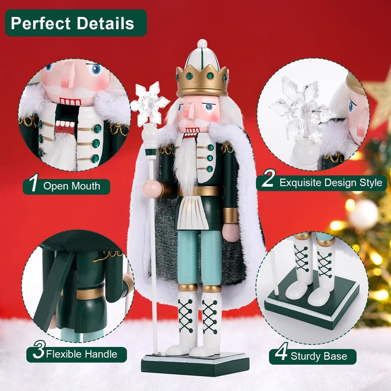 Tpudn Store 2 Pcs Wooden Christmas Decorations Nutcracker Soldier, 30CM Traditional Painted Nutcracker Figures,Festive Collectible Christmas Ornament Gift for Family Friends - Image 3